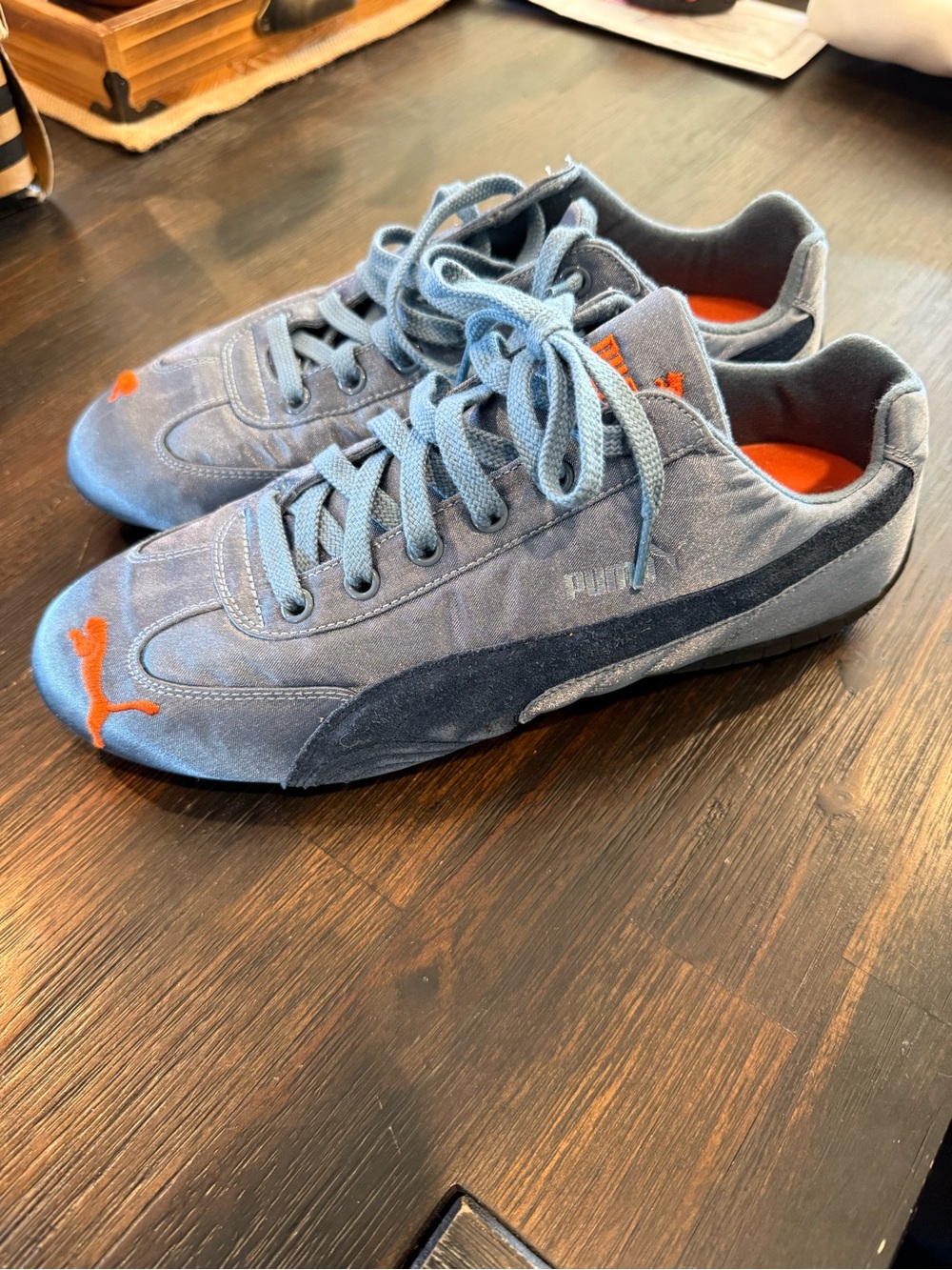 Puma Speed Cat Vintage Men's Gray Canvas Low-Top Sneakers with Suede Trim